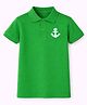 HRIT Cotton Knit Half Sleeves Anchor Embroidered Polo Tee - Green