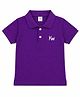 HRIT Cotton Knit Half Sleeves Kw Text Embroidered Polo Tee - Purple