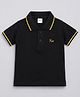 HRIT Cotton Knit Half Sleeves Kw Text Embroidered Polo Tee - Black