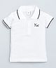 HRIT Cotton Knit Half Sleeves Kw Text Embroidered Polo Tee - White