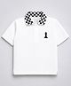 HRIT Cotton Knit Half Sleeves King Piece Embroidered Polo Tee - White