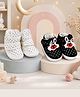Chiu Pack Of 2 Rabbit Applique Detailed Star Printed Velcro Closure Shoes - White & Black