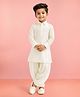 Vastramay Viscose Woven Full Sleeves Solid Kurta & Dhoti Set - Cream