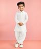 Vastramay Viscose Woven Full Sleeves Solid Kurta & Dhoti Set - White
