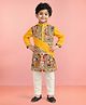 Vastramay Cotton Woven Full Sleeves Madhubani Printed Kurta & Pyjama Set - Yellow