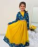 Vastramay Cotton Blend Woven  Solid Lehenga Choli With Full Sleeves Sequins Embellished & Floral Printed Jacket - Yellow