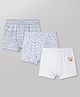 Babyhug 100% Cotton Knit Striped & Animal Printed Trunks Pack Of 3 - White & Blue