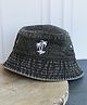 DukieKooky Denim Woven Palm Tree Embroidered Bucket Hat - Black - Circumference 56 Cms