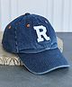 DukieKooky Denim Woven R Letter Embroidered Baseball Cap - Navy Blue - Circumference 53 Cms