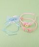 DukieKooky Bow & Floral Applique Detailed Hair Accessories Set - Pink & Blue