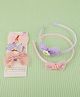 DukieKooky Bow & Floral Applique Glitter Detailed Hair Accessories Set - Purple & Pink