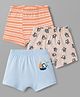 Babyhug 100% Cotton Knit Striped Briefs With Boat Print Pack of 3 - Peach, Orange & Light Blue