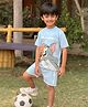 Nap Chief Cotton Blend Knit Warner Bros Featuring Half Sleeves Tom And Jerry The Og Printed T-Shirt And Shorts Set - Sky Blue