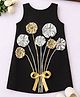 NAVKIYA G Neoprene Woven Sleeveless Floral & Bow Applique Detailed Dress - Black