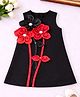 NAVKIYA G Neoprene Woven Sleeveless Floral Applique Detailed Dress - Black