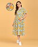 The Mom Store Cotton Woven Half Sleeves Floral Printed Dress With Front Opening Nursing Access - Multi Colour