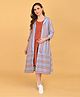The Mom Store Cotton Woven Three Fourth Sleeves Checked Maternity Dress With Front Open Nursing Access & Shacket   - Multi Colour