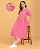 The Mom Store Cotton Woven Half Sleeves Bandhani Printed Dress With Side Zipper Nursing Access - Pink