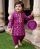 EARTHY TOUCH Cotton Jersey Knit Full Sleeves Foil Floral Printed Kurta Dhoti Set - Purple