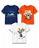 KAVEE Cotton Knit Pack Of 3 Half Sleeves Chill Master Text & Beach Theme Printed Tees - Navy Blue Orange & White