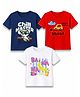 KAVEE Cotton Knit Pack Of 3 Half Sleeves Typography & Koala Printed Tees - Red Navy Blue & White