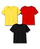KAVEE Cotton Knit Pack Of 3 Half Sleeves Solid Tees - Red Black & Yellow