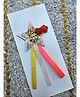 FOLLOW THE NEEDLE Glitter & 5 Numerical Applique Detailed Star Designed Brooch - Pink