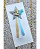 FOLLOW THE NEEDLE Glitter & 2 Numerical Applique Detailed Star Designed Brooch - Blue