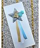 FOLLOW THE NEEDLE Glitter & 4 Numerical Applique Detailed Star Designed Brooch - Blue
