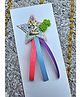 FOLLOW THE NEEDLE Glitter & 2 Numerical Applique Detailed Star Designed Brooch - Blue