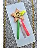 FOLLOW THE NEEDLE Glitter & 3 Numerical Applique Detailed Star Designed Brooch - Peach