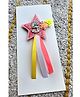 FOLLOW THE NEEDLE Glitter & 5 Numerical Applique Detailed Star Designed Brooch - Pink