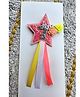 FOLLOW THE NEEDLE Glitter & 7 Numerical Applique Detailed Star Designed Brooch - Pink