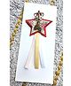 FOLLOW THE NEEDLE Glitter & 4 Numerical Applique Detailed Crown Embellished Star Designed Brooch - Red