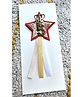 FOLLOW THE NEEDLE Glitter & 5 Numerical Applique Detailed Crown Embellished Star Designed Brooch - Red