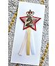 FOLLOW THE NEEDLE Glitter & 2 Numerical Applique Detailed Crown Embellished Star Designed Brooch - Red