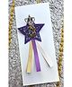 FOLLOW THE NEEDLE Glitter & 3 Numerical Applique Detailed Crown Embellished Star Designed Brooch - Purple
