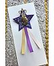 FOLLOW THE NEEDLE Glitter & 9 Numerical Applique Detailed Crown Embellished Star Designed Brooch - Purple