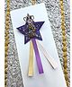 FOLLOW THE NEEDLE Glitter & 2 Numerical Applique Detailed Crown Embellished Star Designed Brooch - Purple