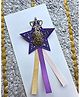 FOLLOW THE NEEDLE Glitter & 8 Numerical Applique Detailed Crown Embellished Star Designed Brooch - Purple