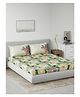 D'Decor Primary Collection 100% Cotton Floral 144TC King Flat Bedsheet with 2 Pillow Covers - Green