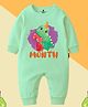 The Peppy Tend 100% Cotton Knit Full Sleeves 1 Month Text Printed Romper - Sea Green