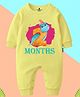 The Peppy Tend 100% Cotton Knit Full Sleeves 2 Months Text Printed Romper - Yellow