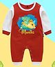 The Peppy Tend 100% Cotton Knit Full Sleeves 3 Months Text Printed Romper - Red & White