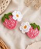 Bobbles & Scallops Crochet Strawberry & Floral Applique Detailed  Snap Clips - Pink
