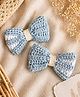 Bobbles & Scallops Crochet Bows Applique Detailed Hair Clips - Blue
