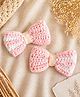 Bobbles & Scallops Crochet Bows Applique Detailed Hair Clips - Pink