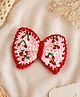 Bobbles & Scallops Crochet Cherry Designed Bow Applique Detailed Alligator Hair Clip - Pink