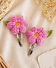 Bobbles & Scallops Crochet Floral Applique Detailed Snap Clips - Pink