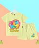 The Peppy Tend 100% Cotton Knit Half Sleeves 9 Months Text Printed Tee & Shorts Set - Yellow